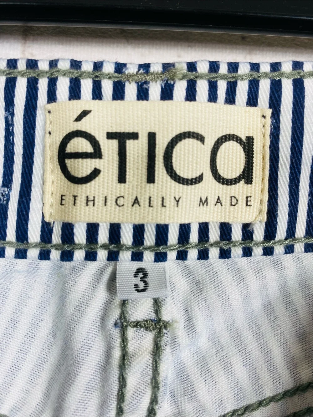 NWT Etica Women's Railroad Stripe Skinny Jeans 100% Organic Cotton.  W30x28